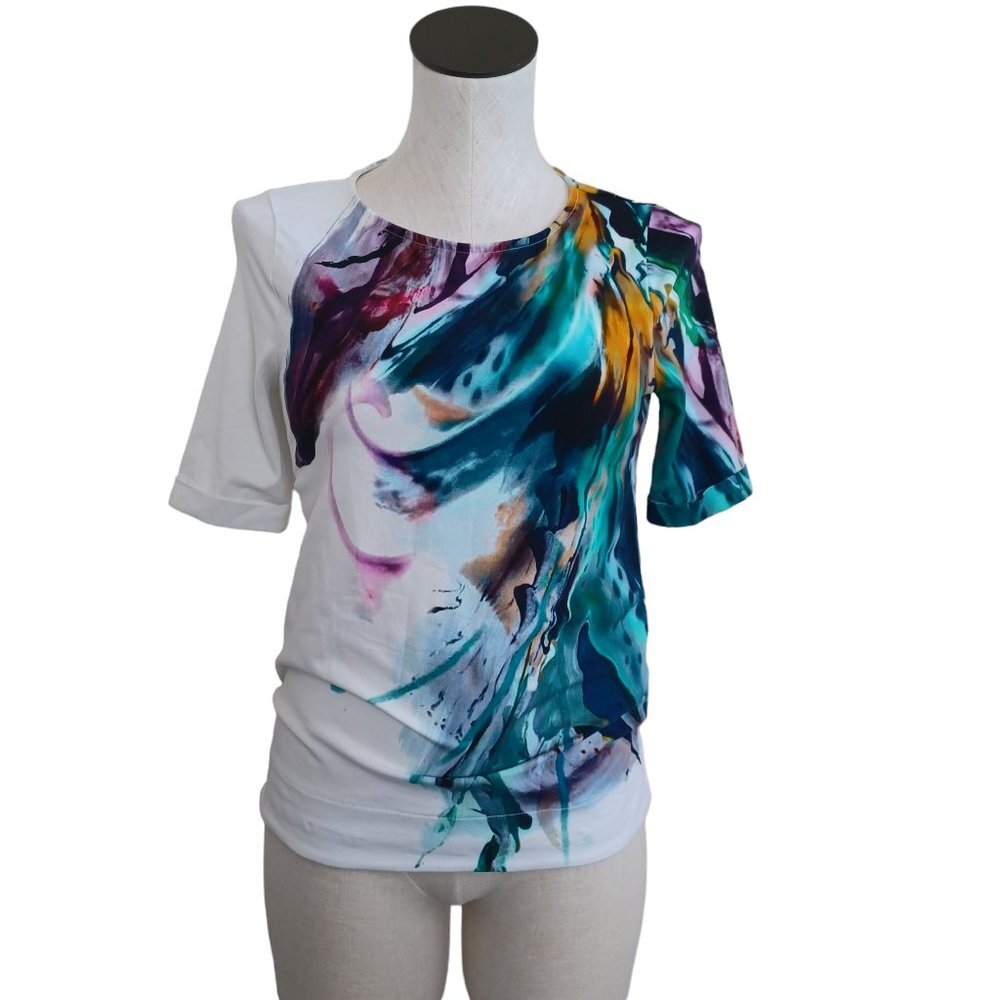 Chicos Tee Shirt Watercolor Print Short Sleeve T Top Womens X Small